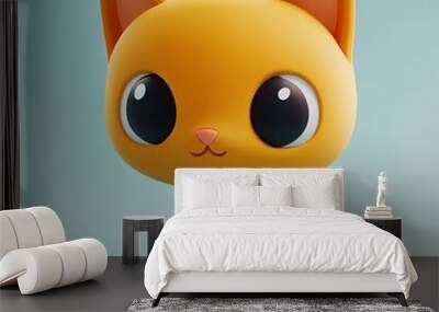 3D Kitten Exploring Icon: Curious Pet in Discovery Mode Illustration Logo Wall mural