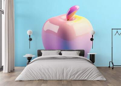 an 3d apple with pink shiny texture Wall mural