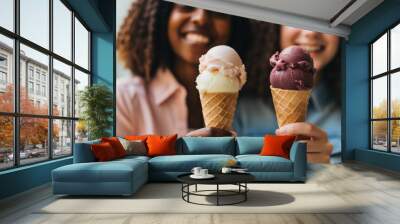 friends showing ice cream Wall mural