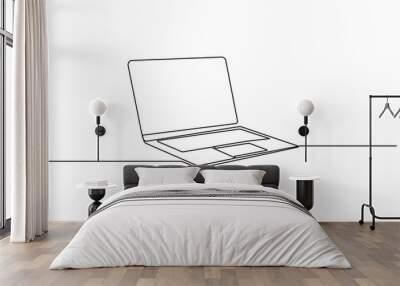 Simple abstract laptop line art drawing Wall mural