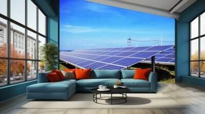 Solar panels with blue sky... Wall mural