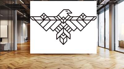 geometric Illustration of the eagle line art, logo or totem animal Wall mural