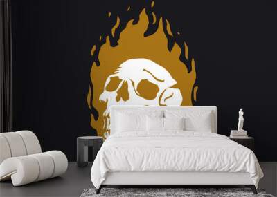 skull in burning flame Wall mural