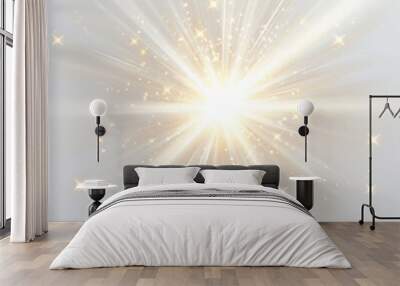  Shining stars isolated on a transparent white background PNG  Wall mural