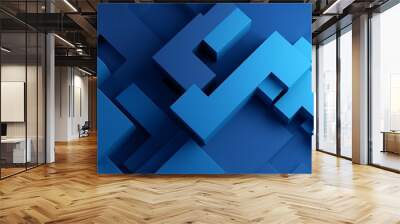 Abstract background design, composition with blue geometric shapes Wall mural