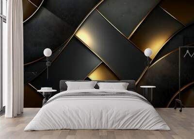 Abstract luxury background of metal with black and gold color Wall mural