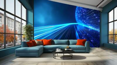 Blue Neon Business Background AI Generated Wall mural