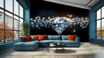 Diamond line black background Wall mural