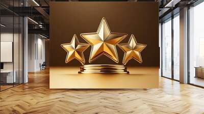 Gold five star rating trophy success award symbol, background Wall mural