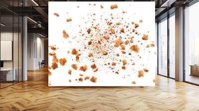 Pile cake crumbs, cookie flying isolated on white, clipping path Wall mural