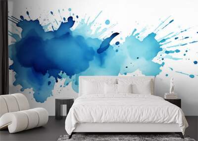 PNG watercolor stain blue paint splatter Generative AI Wall mural