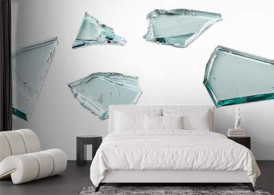 Set pieces broken glass isolated on white background, with clipping path Wall mural