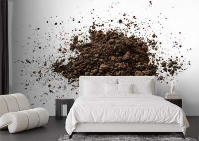 Soil, dirt pile isolated on white, side view Wall mural