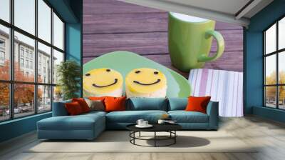 glass of milk and cake Wall mural