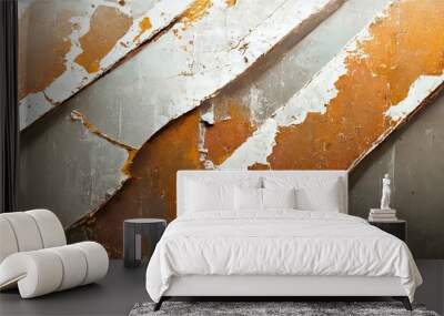 Illustration of a white metal texture with rust.	 Wall mural