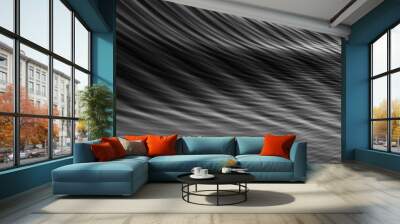 Black background wave monochrome silky pattern wallpaper Wall mural