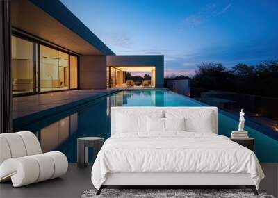 modern house with outdoor swimming pool Wall mural