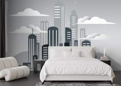 Retro megalopolis in art deco style. Wall mural