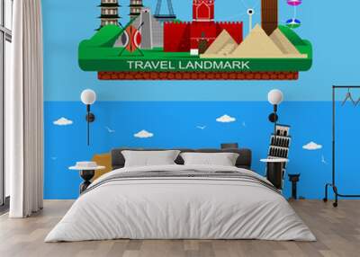 Vector illustration of  famous world landmarks Wall mural