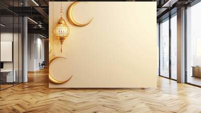 Ramadan Kareem background with golden lanterns and crescent moon. Wall mural