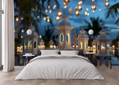 Ramadan Kareem festival lantern on blurred background. Wall mural