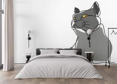 black cat icon Wall mural