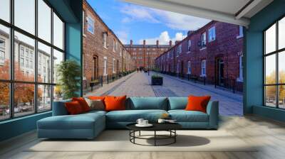 Alley with old red bricks buildings, Ancoats neighborhood, Manchester Wall mural