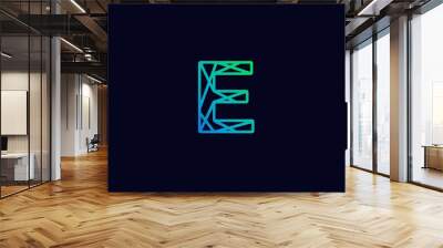 Abstract line art  logo. letter E  tech logo template Wall mural