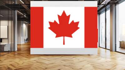 Flag of Canada in a static position and in motion, developing in the wind, on a white background Wall mural