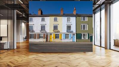 A row of colourful houses in the centre of Oxford, Oxfordshire, UK Wall mural