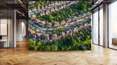 An aerial view of a residential area of Ipswich, Suffolk, UK Wall mural