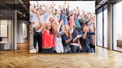 Cheering fans in crowd Wall mural