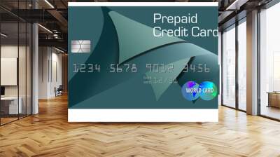 A modern design pre-paid  credit card is seen in this 3-D illustration. Wall mural