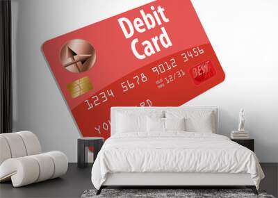 Mock bank card isolated on white Wall mural