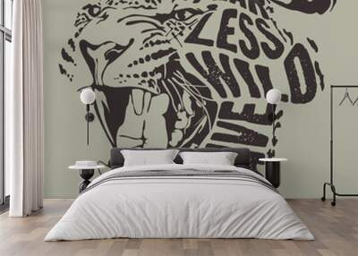 Fearless, wild, brave leopard vector print Wall mural