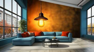 lamp with yellow and dark background Wall mural