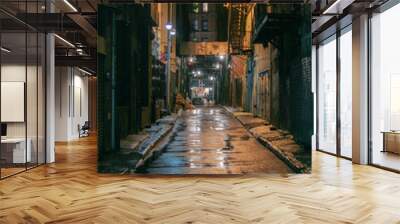 night alley after rain Wall mural