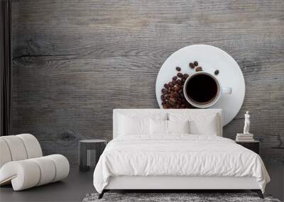 espresso coffee with beans, copy space Wall mural