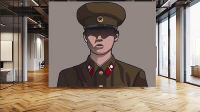 Illustration of nameless north korean soldier in color Wall mural