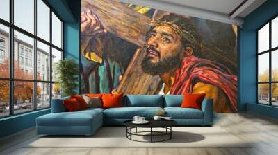 oil painting on canvas of a religious scene Wall mural