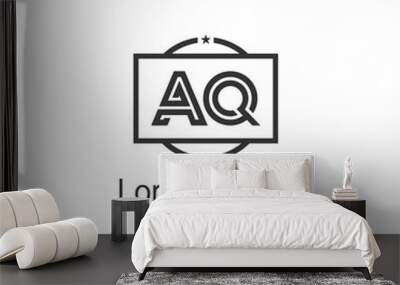 AQ Letters Logo Design. Simple and Creative Black Letter Concept Illustration. Wall mural