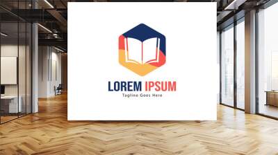 Book logo template design. minimalist book logo with modern frame Wall mural