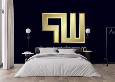 Initial Letter PW Logo Template Vector Design Wall mural