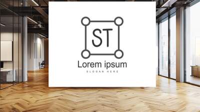 Initial letter ST Logo Template. Minimalist letter logo Wall mural