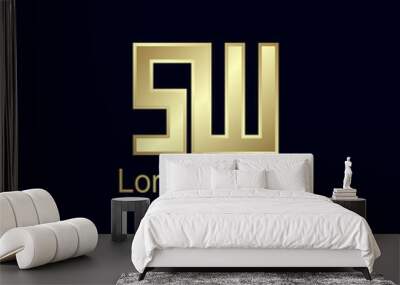 Initial Letter SW Logo Template Vector Design Wall mural