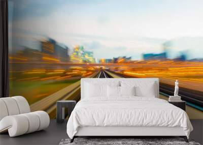 Speed motion in urban highway road tunnel Wall mural