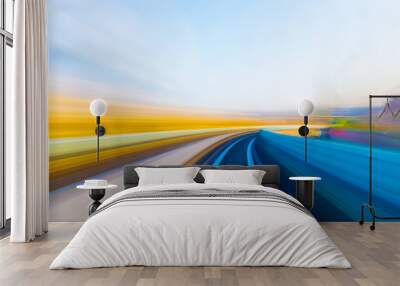 Speed motion in urban highway road tunnel Wall mural