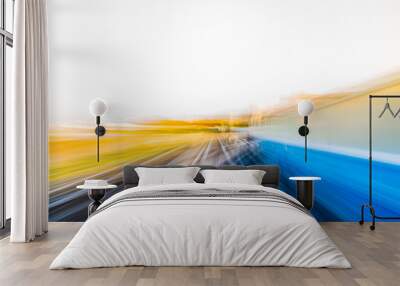 Speed motion in urban highway road tunnel Wall mural