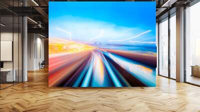 Speed motion in urban highway road tunnel Wall mural