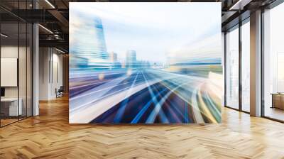 Speed motion in urban highway road tunnel Wall mural